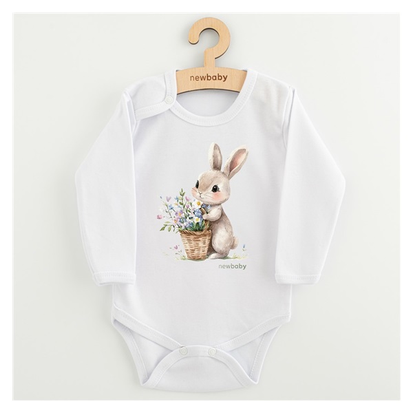 Baby bodysuit with print New Baby Rabbit with flowers