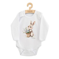 Baby bodysuit with print New Baby Rabbit with flowers