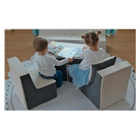 Children soft foam chair blue beige