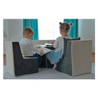 Children soft foam chair blue beige