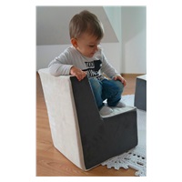 Children soft foam chair blue beige