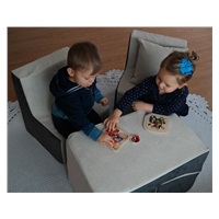 Children soft foam chair blue beige