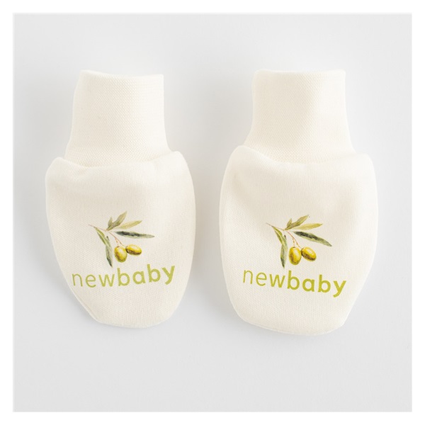 New Baby Organic Cotton Baby Mittens Olives