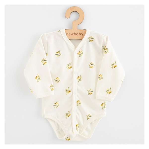 Full-snap organic cotton baby bodysuit New Baby Olives
