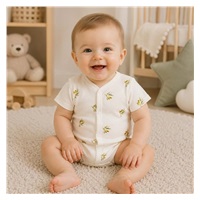 Full-snap organic cotton baby bodysuit with short sleeves New Baby Olives