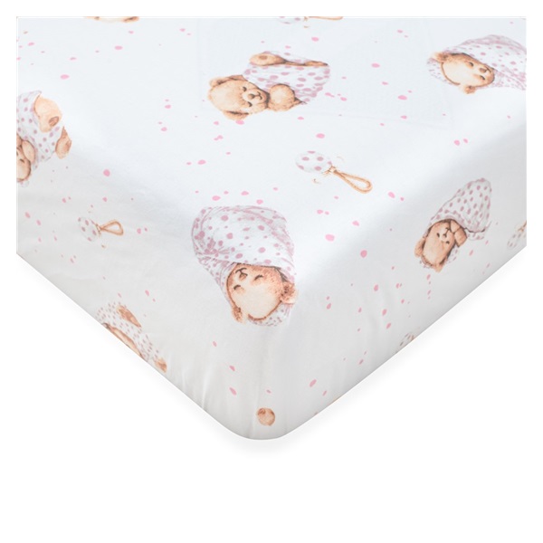 Cotton cot sheet cotton New Baby Sweet teddy bear 120x60 cm pink