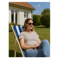 Garden beach foldable lounger Baby Mix blue and white