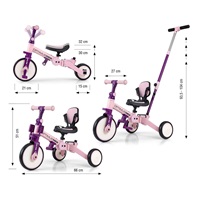 Milly Mally Optimus Max 5in1 tricycle with guide bar pink