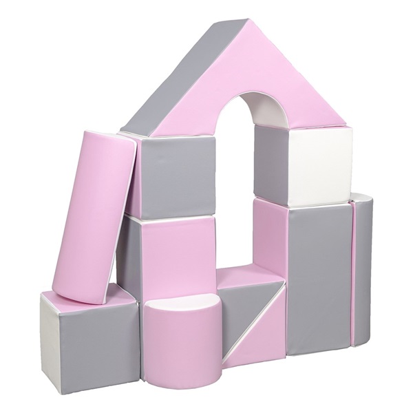 Foam Blocks – Giant Building Set 11 pcs white-light pink-grey