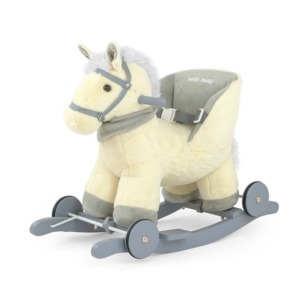 Rocking horse with melody and wheels Milly Mally Polly beige (damaged packaging)