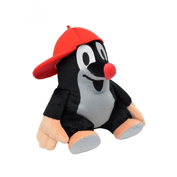 Plush toy Mole sitting, 31 cm red cap