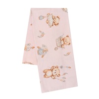 Flannel nappy with print New Baby teddy bear pink