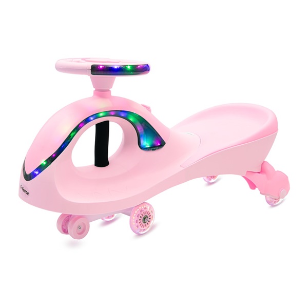 Gravity-powered ride-on for kids with LED Baby Mix G-Force baby pink (Damaged package)