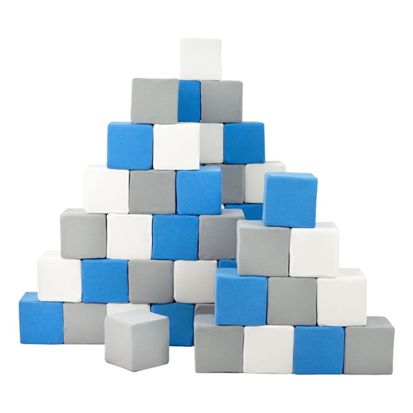 Foam cubes - set of 45 large foam cubes Pyramida blue white grey