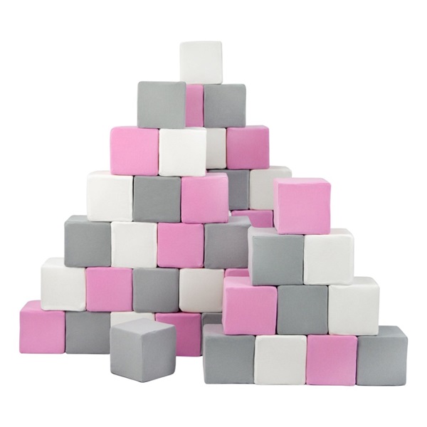 Foam cubes - set of 45 large foam cubes Pyramida pink white grey