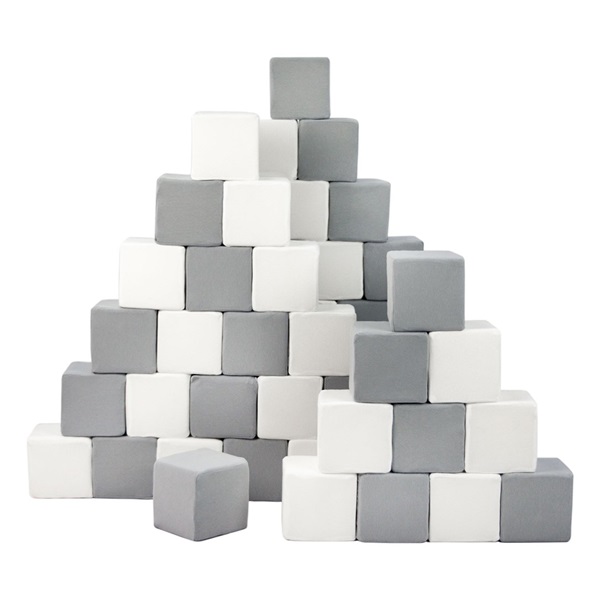 Foam cubes - set of 45 large foam cubes Pyramida grey white
