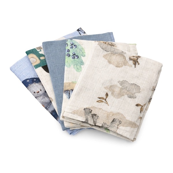 Cotton nappies with print NEW BABY 60x80 cm STANDARD BOY 5 pcs