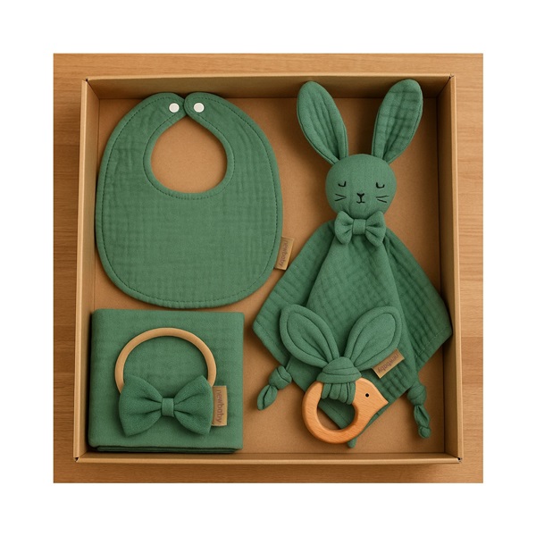 Muslin Gift Set for Babies New Baby green