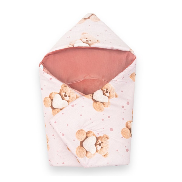 Insulated swaddle blanket for a car seat New Baby Love Teddy Bear pink