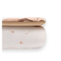 Reversible Velvet and cotton Set for Stroller New Baby Love Teddy Bear beige