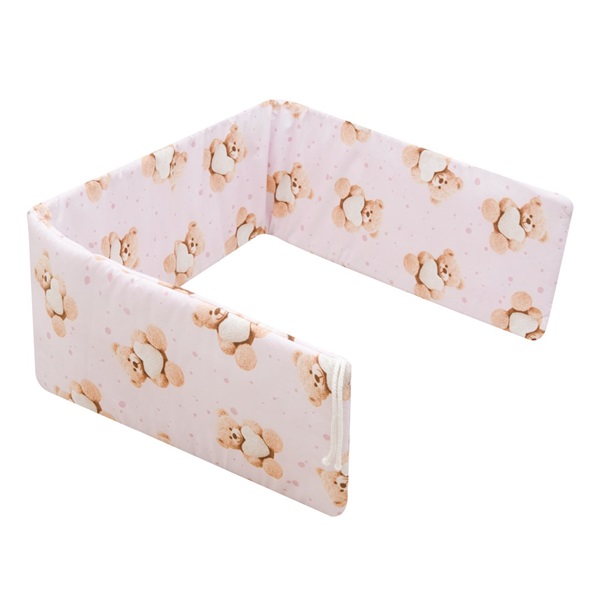 Crib bumper New Baby Love Teddy Bear pink