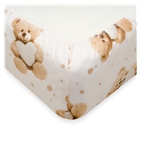 Cotton cot sheet cotton New Baby Love Teddy Bear 120x60 cm beige