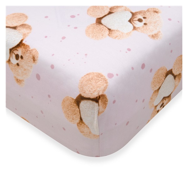 Cotton cot sheet cotton New Baby Love Teddy Bear 120x60 cm pink