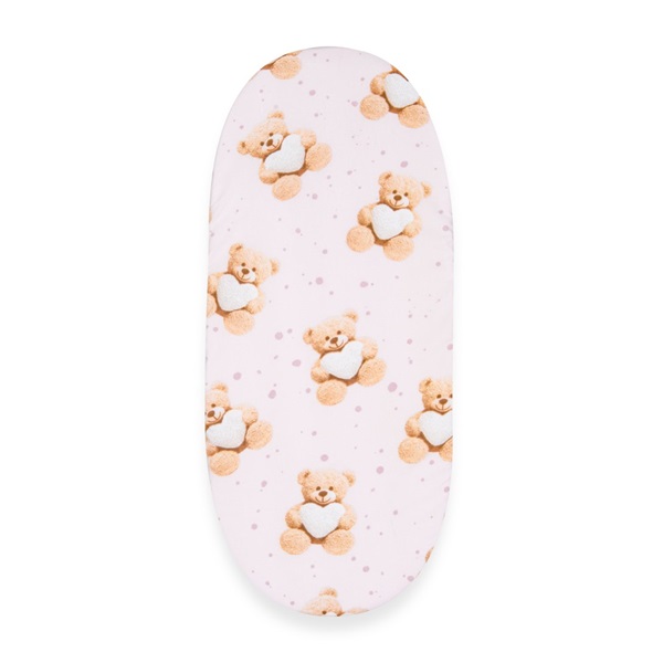 Cotton Sheet for Stroller New Baby Love Teddy Bear pink 35x75 cm