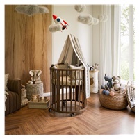 Children‘s growing 3-in-1 oval cot + mattress New Baby walnut color