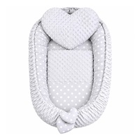 Luxury nest with pillow and blanket New Baby from Minky Heart grey