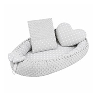 Luxury nest with pillow and blanket New Baby from Minky Heart grey