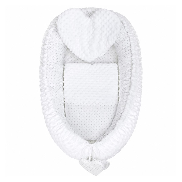 Luxury nest with pillow and blanket New Baby from Minky Heart white