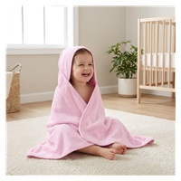 Baby terry towel with hood New Baby 100x100 cm pink