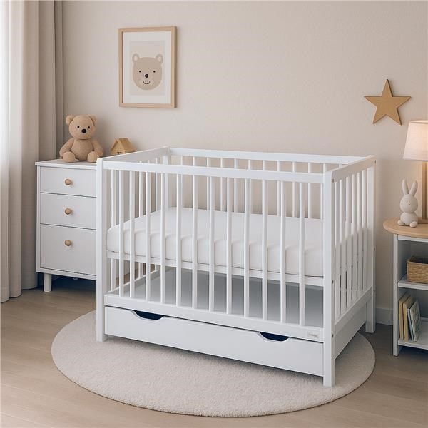 Baby cot with drawer New Baby BASIC white (Like new)