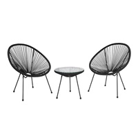 Baby Mix Black Garden Furniture Set for Balcony and Terrace