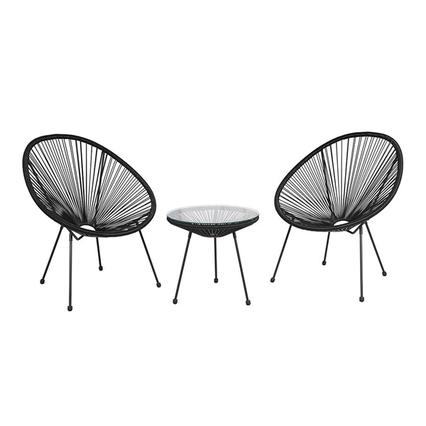 Baby Mix Black Garden Furniture Set for Balcony and Terrace