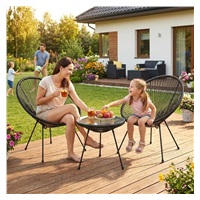 Baby Mix Black Garden Furniture Set for Balcony and Terrace