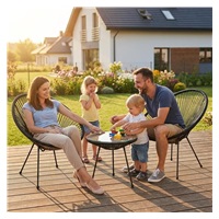 Baby Mix Black Garden Furniture Set for Balcony and Terrace