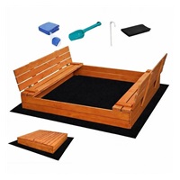 Children‘s wooden sandpit with cover and benches Baby Mix 180x180 cm