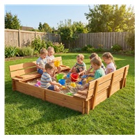 Children‘s wooden sandpit with cover and benches Baby Mix 180x180 cm