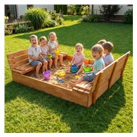 Children‘s wooden sandpit with cover and benches Baby Mix 180x180 cm
