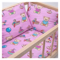Wooden doll bed-cradle with bedding Baby Mix bears