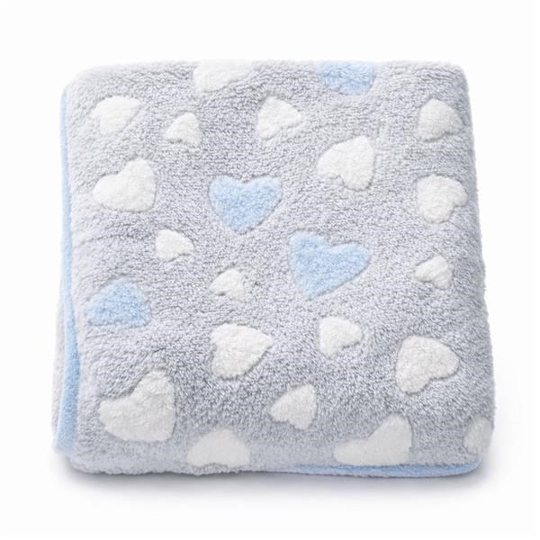 Baby blanket New Baby 80x90 heart blue