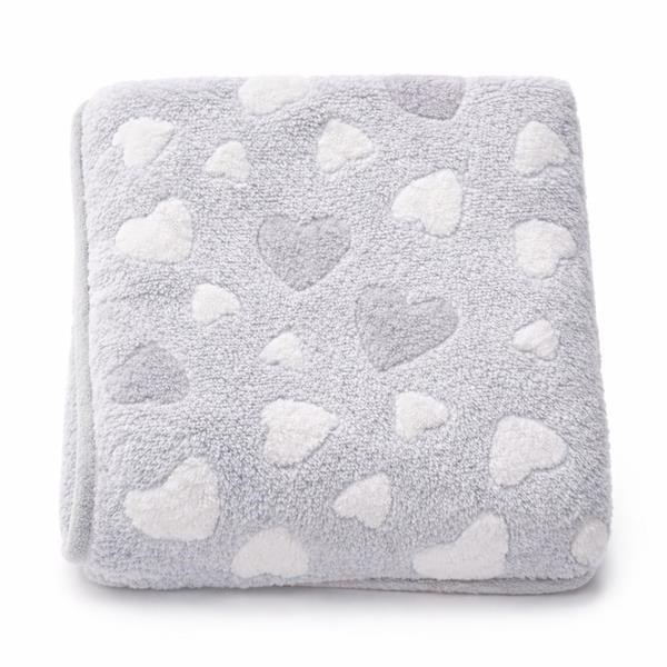 Baby blanket New Baby 80x90 heart grey