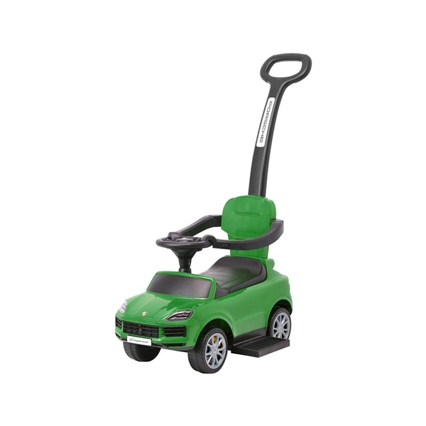 Milly Mally Porsche Cayenne green ride-on car with guide rod