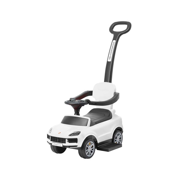 Milly Mally Porsche Cayenne white ride-on car with guide rod