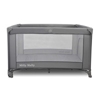 Milly Mally Mirage grey travel cot in a portable bag