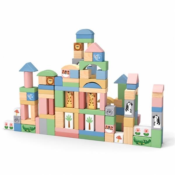 Wooden Safari Blocks 120 pcs Montessori Baby Mix