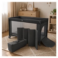 Milly Mally Mirage dark grey travel cot in a portable bag