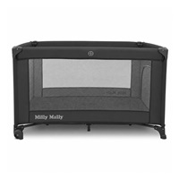 Milly Mally Mirage dark grey travel cot in a portable bag